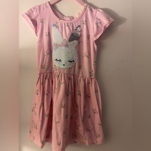 Soft pink bunny glitter dress toddler girl 5T spring Easter